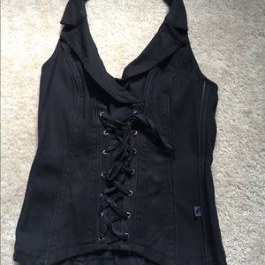 Tripp NYC Faux Corset Halter Top - Goth Punk Top